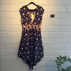 Navy and Peach Polka Dot Dress